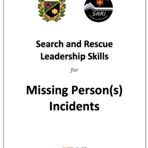 A book cover with the title of search and rescue leadership skills for missing person incidents.